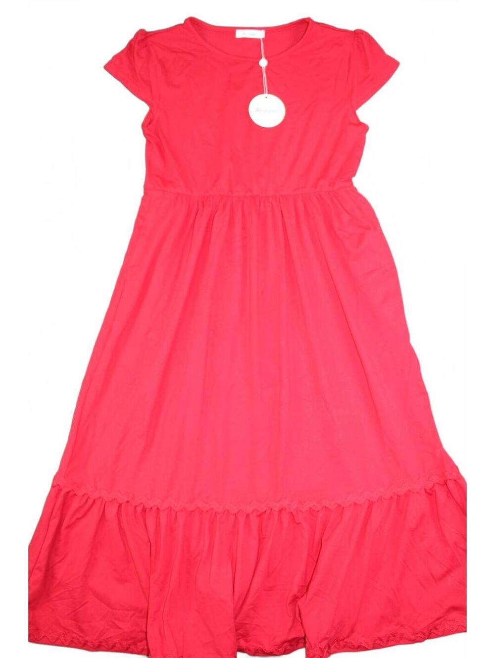 Arshiner Girls Red Short Sleeve Maxi Dress Size 150 NWT